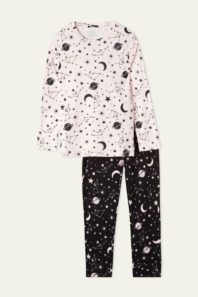 Pijama Largo Para Niña con Estampado Universo
