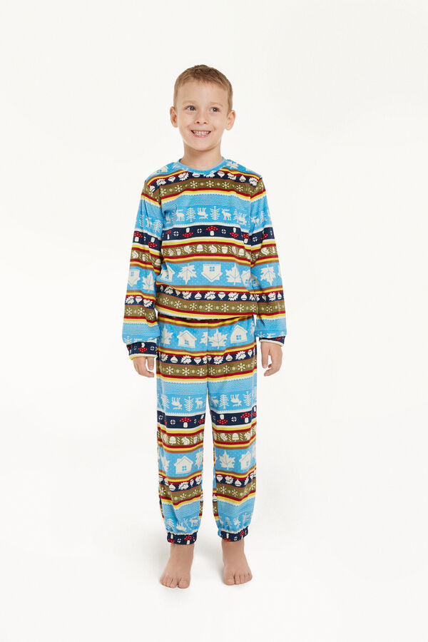 Pijama Largo de Microfibra con Estampado Nórdico  
