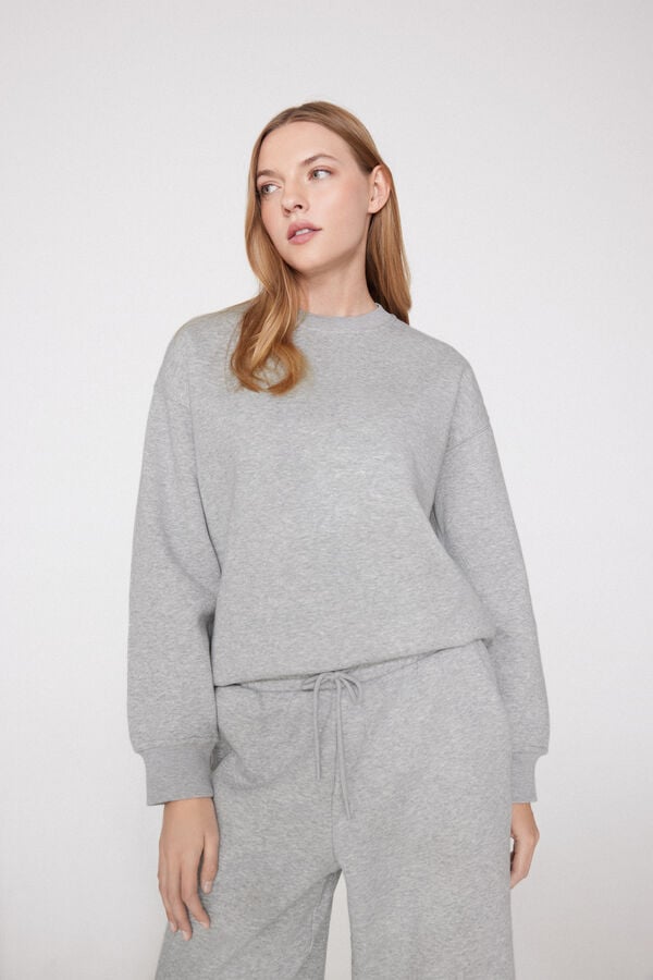 Thick Brushed Fleece Round Neck Sweatshirt  
