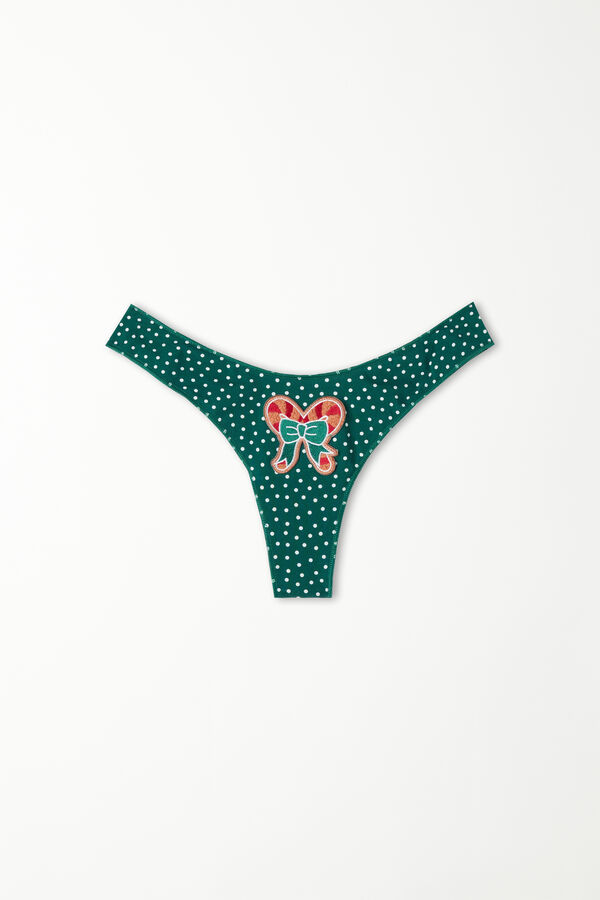 Cotton Brazilian Panties with Gingerbread Patch 