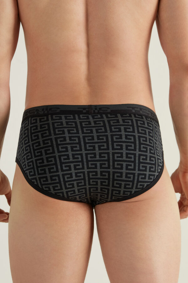 Printed Cotton Briefs with Elasticated Logo Waistband  