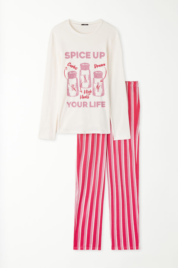 Pijama Comprido Algodão Grosso com Estampado "Spice Up"  