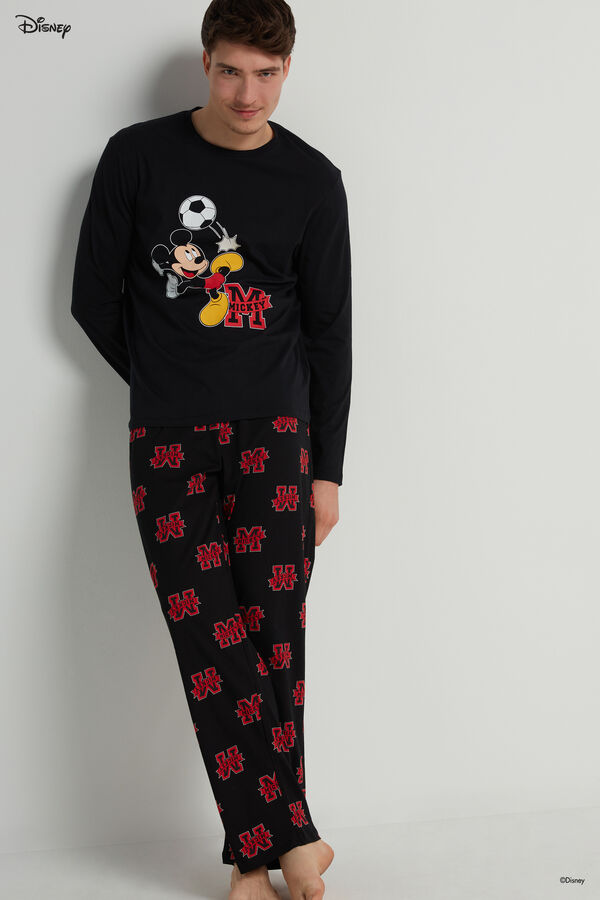 Dlouhé Pánské Bavlněné Pyžamo s Potiskem Disney Mickey Mouse Boss  
