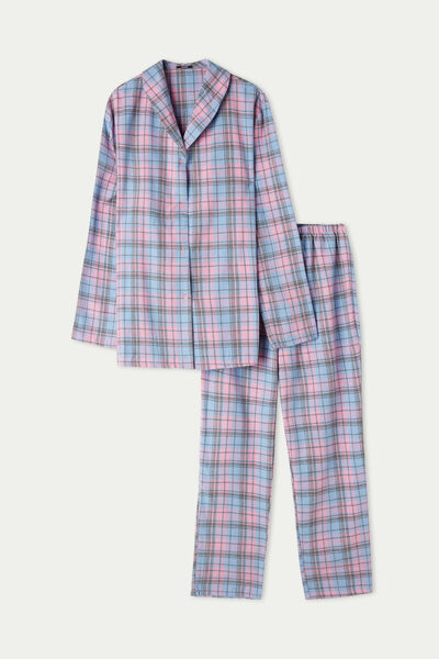 Pijama Largo de Franela con Abertura