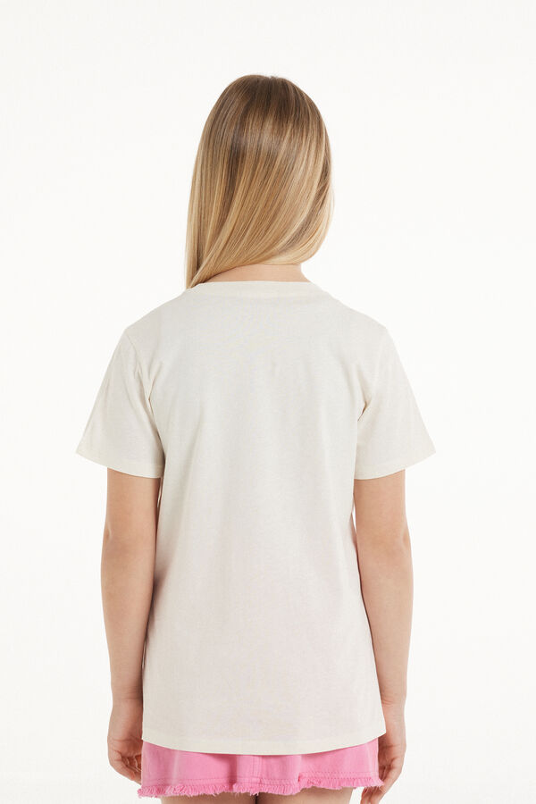 T-shirt Ras-du-cou en Coton avec Imprimé  