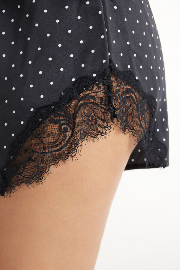 Printed Satin and Lace Shorts  