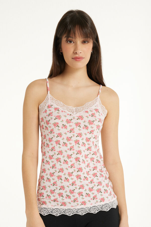 V-Neck Camisole with Lace Insert  