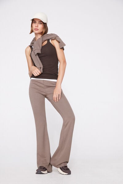 Superior Softness Ribbed Flare Trousers