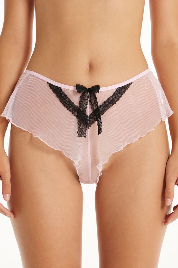 Romantic Plissé High-Cut Tulle French Knickers  