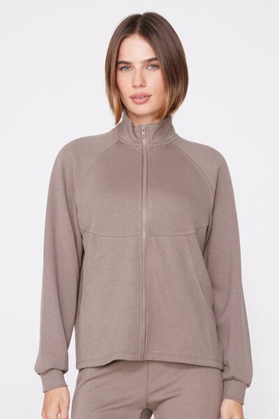 Sweatjacke Superior Softness mit Rei&szlig;verschluss und Rippung