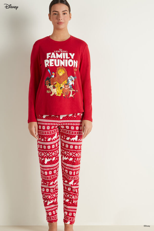 Full-Length Christmas Red Lion King Cotton Pajamas  