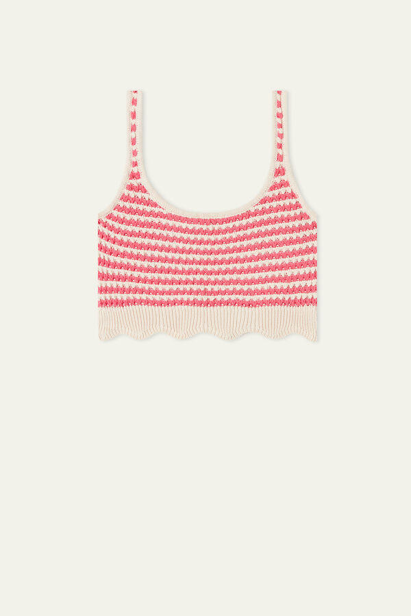 Crochet Striped Camisole Crop Top  