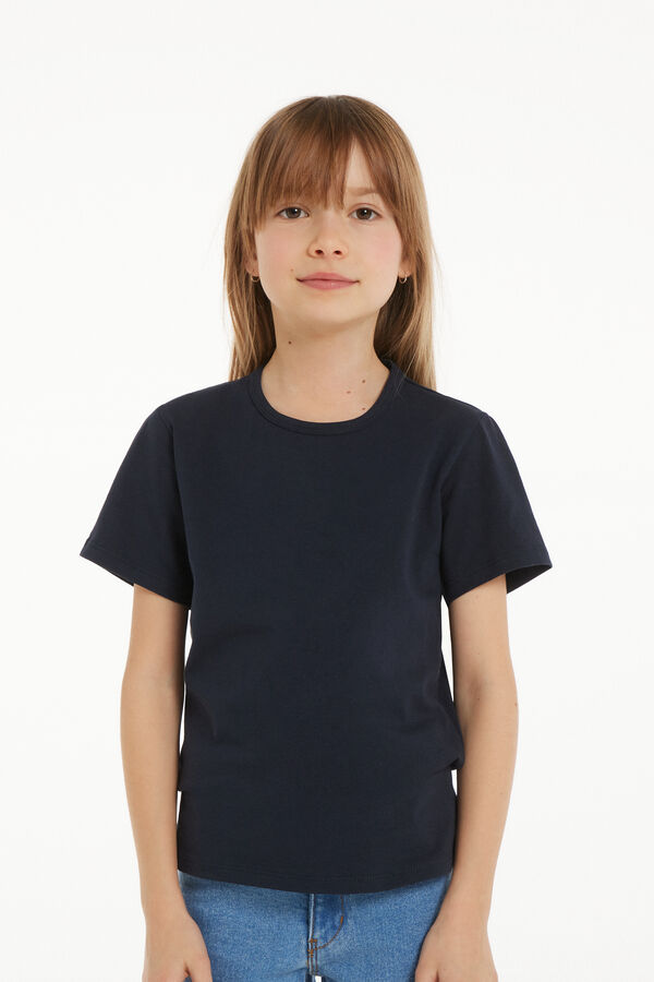 Camiseta Basic Cuello Redondo de Algodón Elástico Niños Unisex  