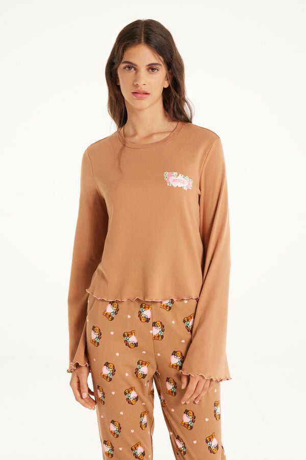 Long Sleeve Top with Rolled Hem  