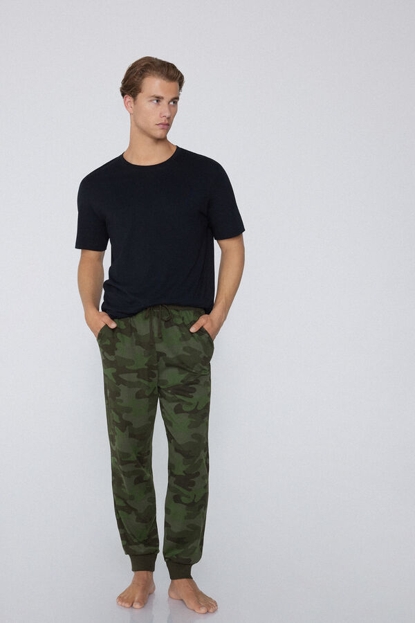 Printed Heavy Cotton Jogger Pants with Pockets  