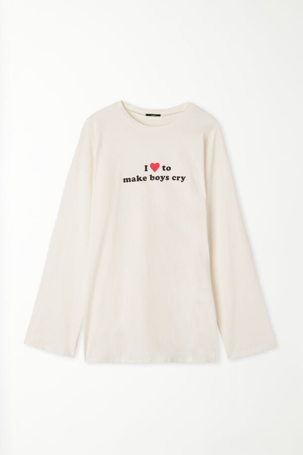 Long-Sleeved Oversized Cotton Top  