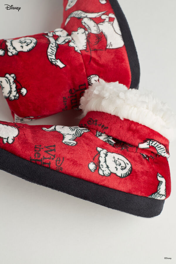 Junior Unisex Ankle-High Fleece Slippers with Winnie The Pooh Print  