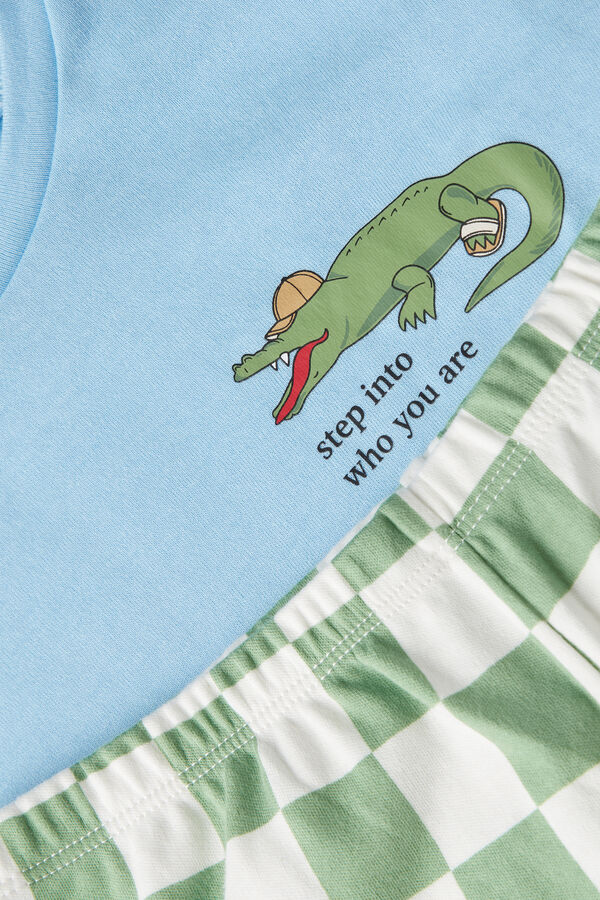 Boys’ Crocodile Print Long Cotton Pyjamas  