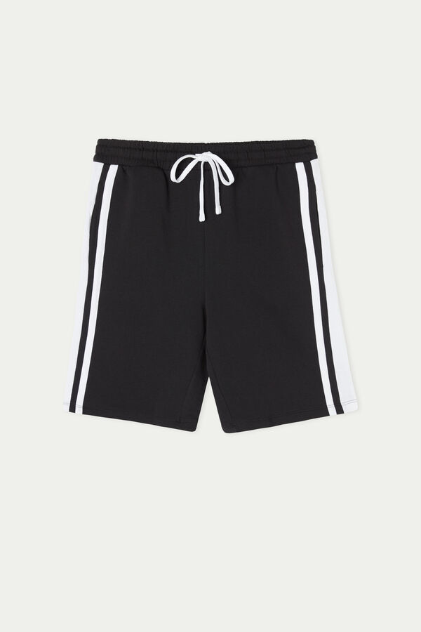 Cotton Fleece Shorts with Side Stripes  