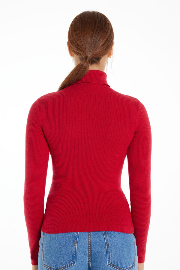 Long-Sleeved Ribbed Wool Turtleneck Sweater  