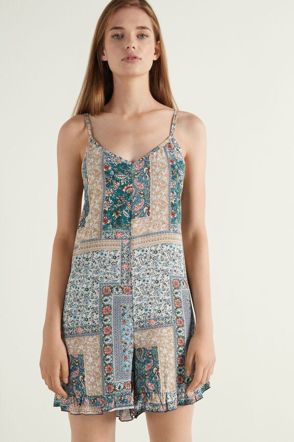 Ruffled Cloth Short Romper  