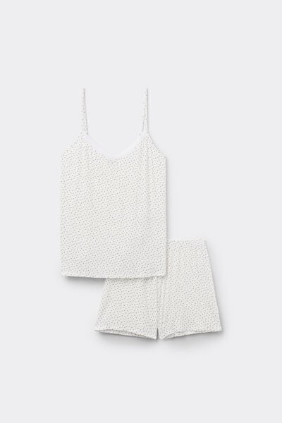 PYJAMAS SHORT NARROW SHOULDER STRAPS VISCOSE RIBBED