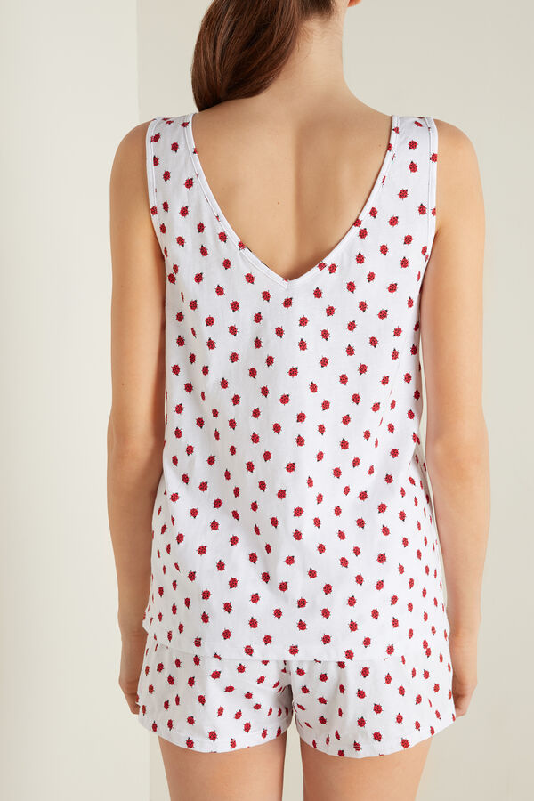 Short Ladybird Print Cotton Camisole Pyjamas  