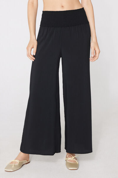 Stitched-Smock Canvas Cropped Trousers
