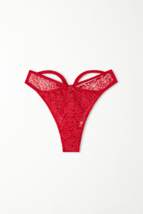 Red Roses Pois High-Cut Brazilian String Panties  
