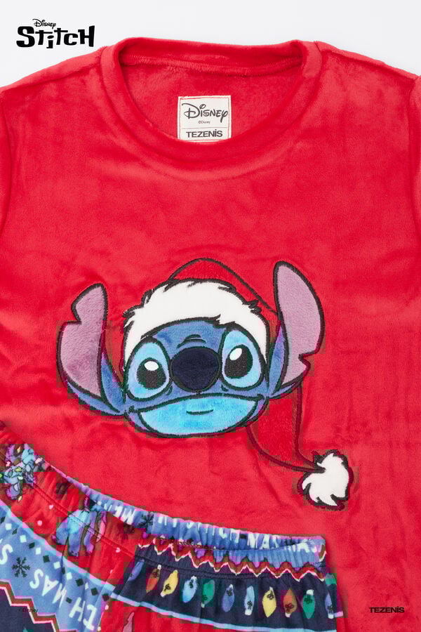 Unisex kids&rsquo; Christmas Disney Stitch Long Microfleece Pyjamas  