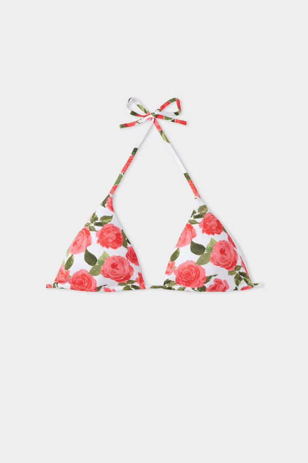 Romantic Roses Triangle Bikini Top with Removable Cups  