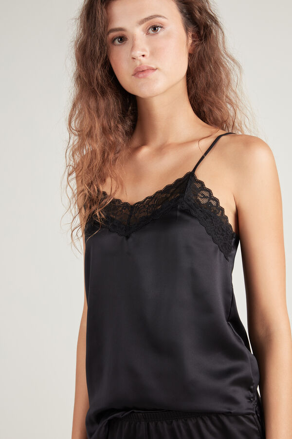 Lace and Satin Tank Top | Tezenis