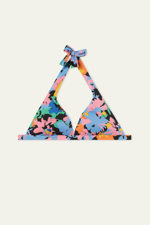 Trojúhelníková Bikinová Podprsenka s Mírnou Vycpávkou Abstract Flowers  