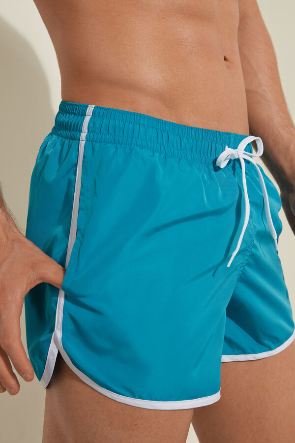 Short Recycled Canvas Swimming Shorts with Trim  