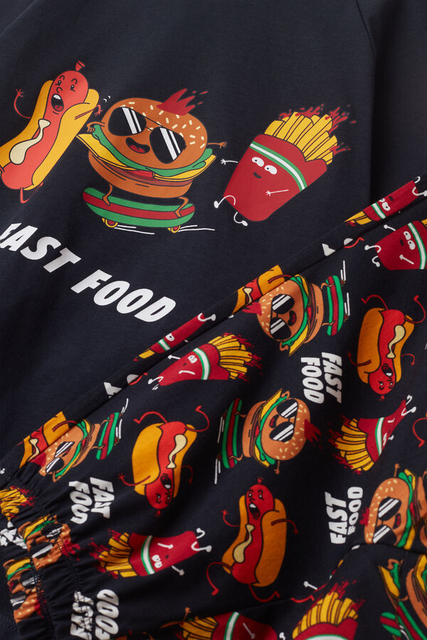 Krátké Chlapecké Bavlněné Pyžamo Fast Food  
