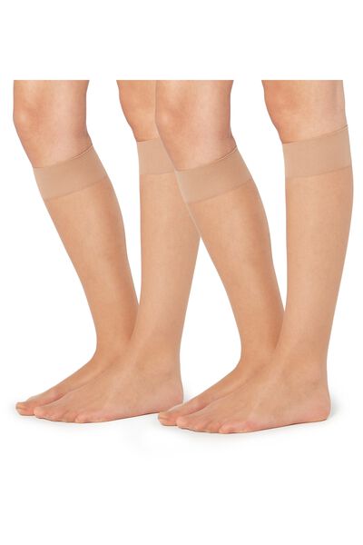 2 Perechi de Șosete Sub Genunchi din Microfibră Transparentă 20 DEN