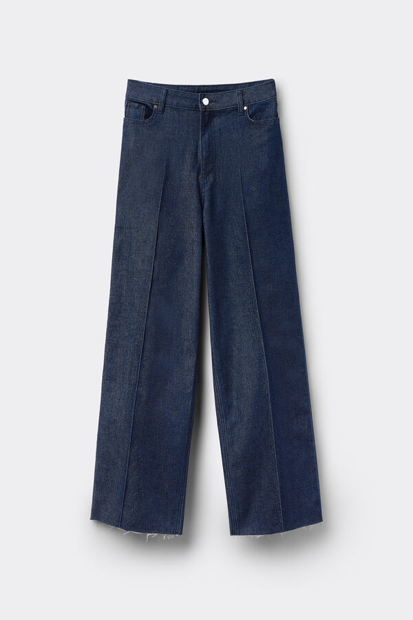 Μακρύ Denim Παντελόνι High Waist Palazzo  