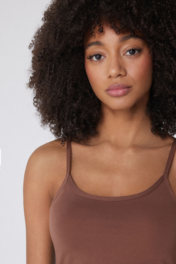 Ελαστική Αμάνικη Μπλούζα από Βιολογικό Βαμβάκι με Στρογγυλή Λαιμόκοψη  