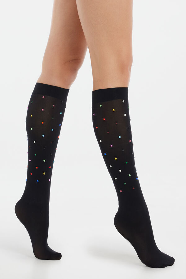 Limited Edition Stockings with Colored Rhinestones  