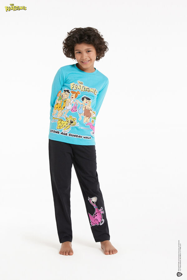 Pijama Lungă Copii Bumbac Imprimeu Flintstones  