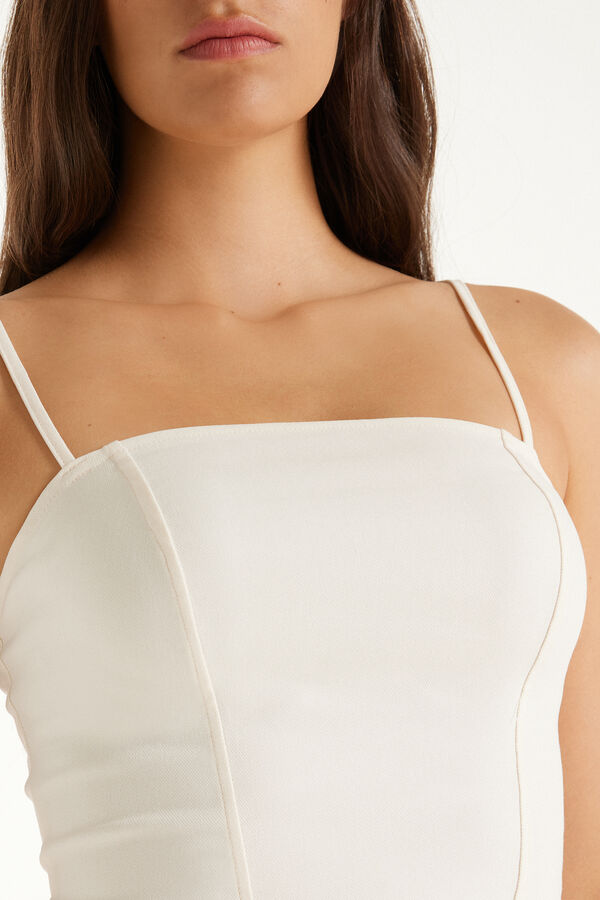 Short Stretch Canvas Top with Narrow Shoulder Straps  