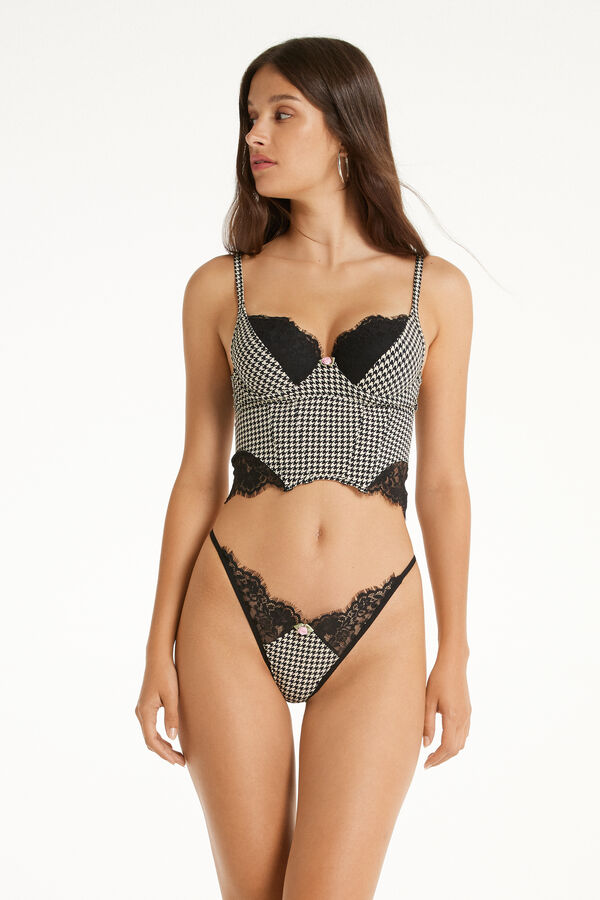 Roses Houndstooth Padded Bra Top  