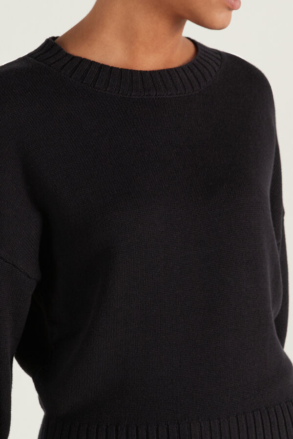Langarm-Pullover aus Baumwolle mit Rundhalsausschnitt  