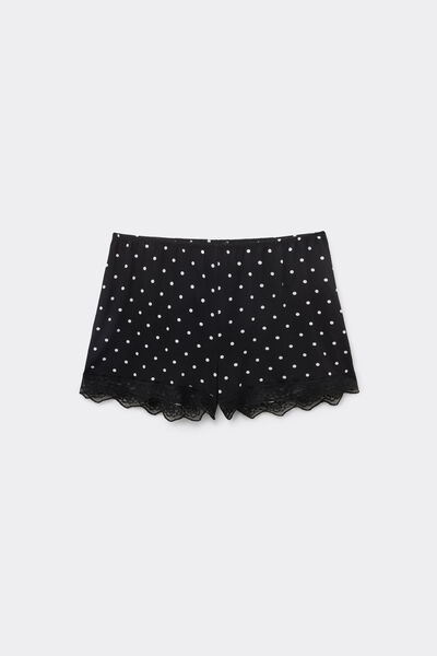 Printed Viscose and Lace Shorts