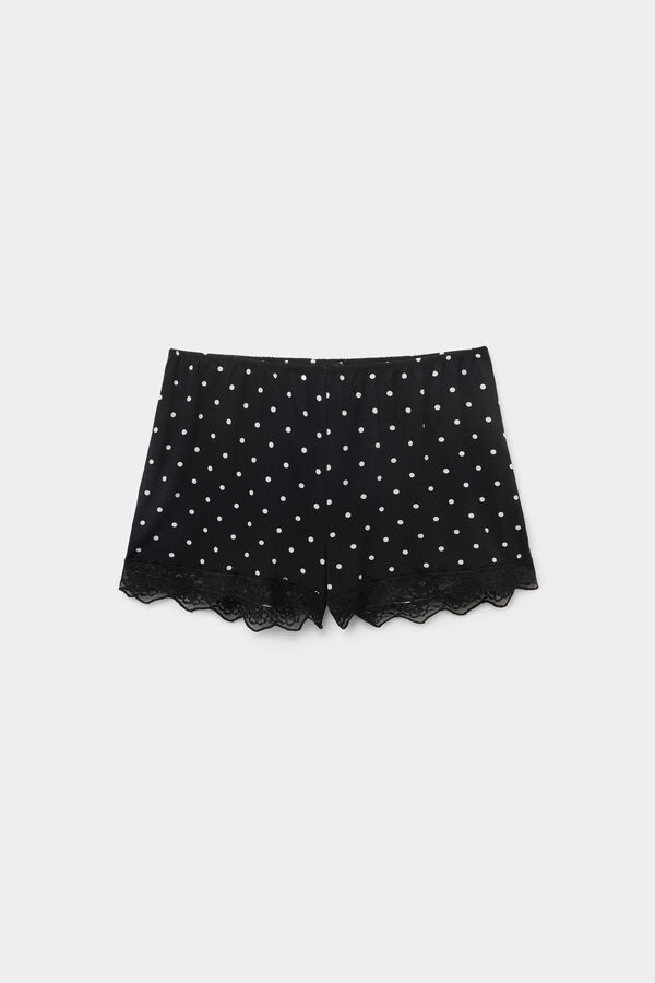 Printed Viscose and Lace Shorts  
