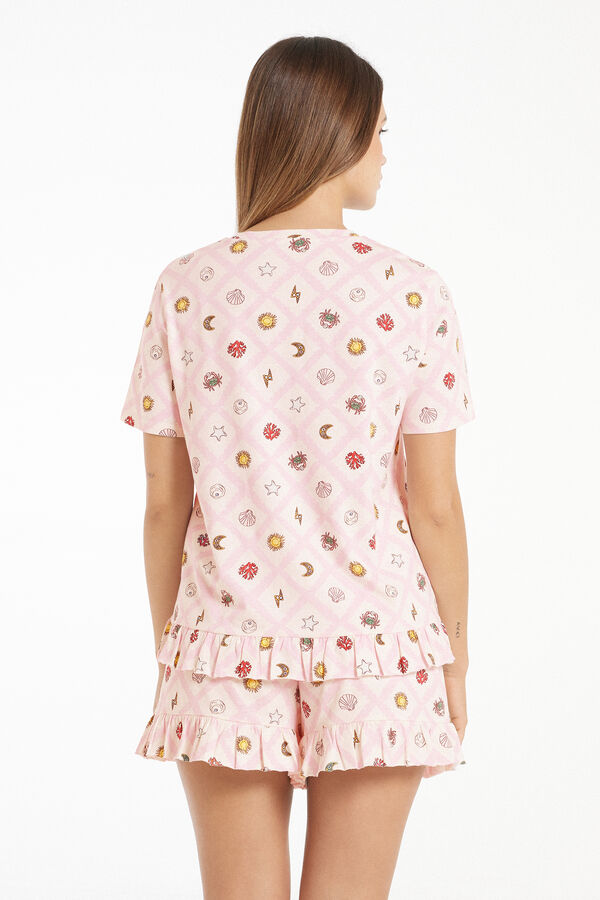 Kurzer Baumwoll-Pyjama mit halblangen Ärmeln und Printmuster Sommer  