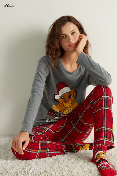 Dlouhé Bavlněné Pyžamo s Vánočním Disneyovským Vzorem Lion King