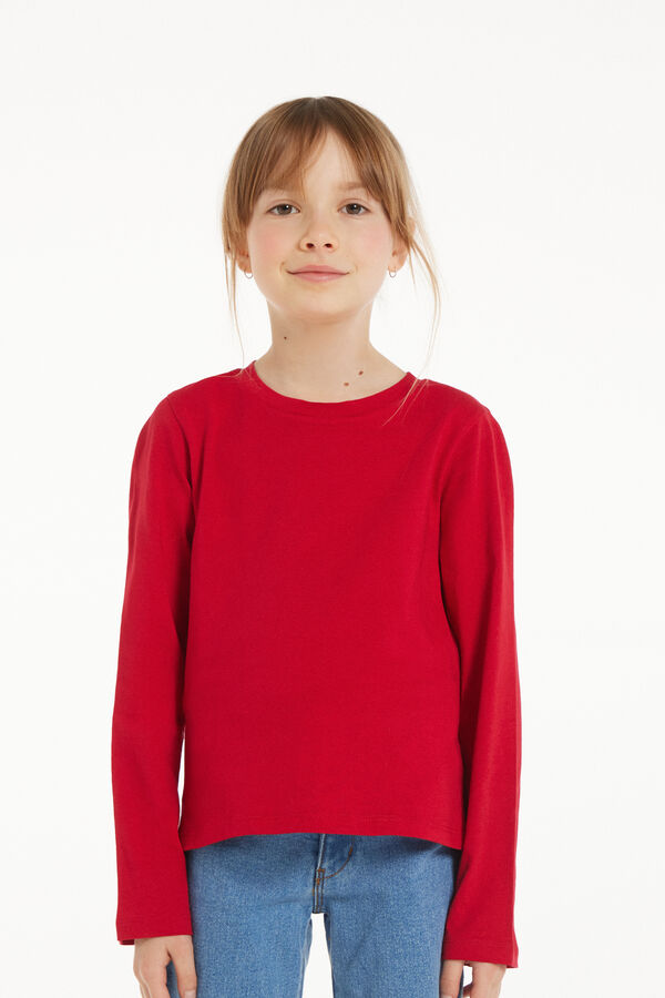 Basic Hosszú Ujjú Unisex Gyermek Pamut Felső  