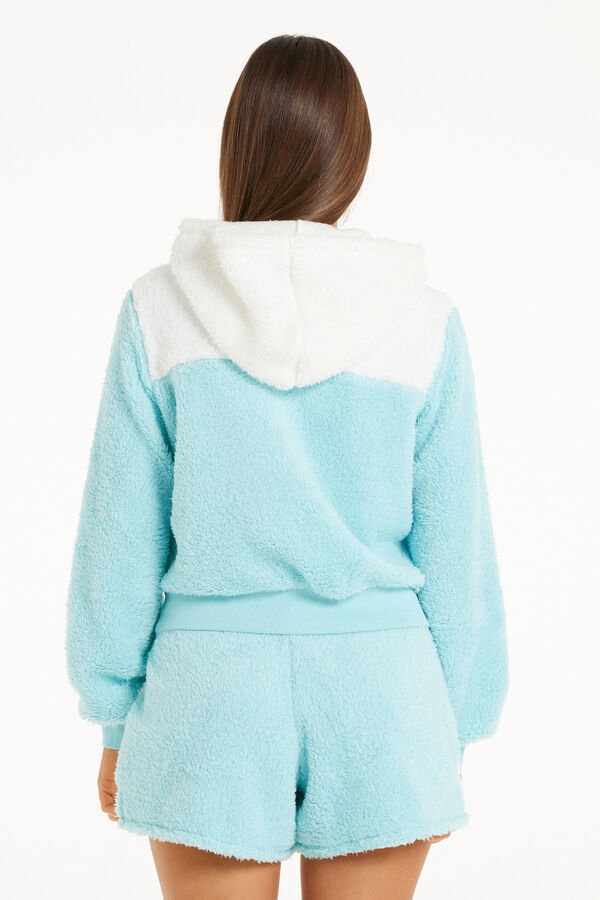 Long-Sleeved Fleece Alaska-Print Pajamas with Shorts  