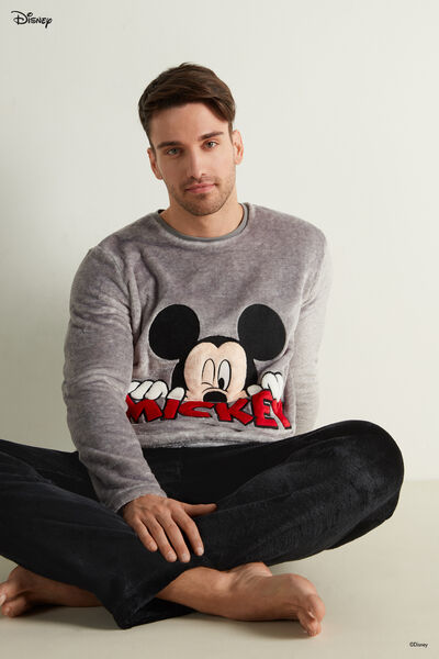 Langer Herrenpyjama aus Fleece Disney Mickey Mouse